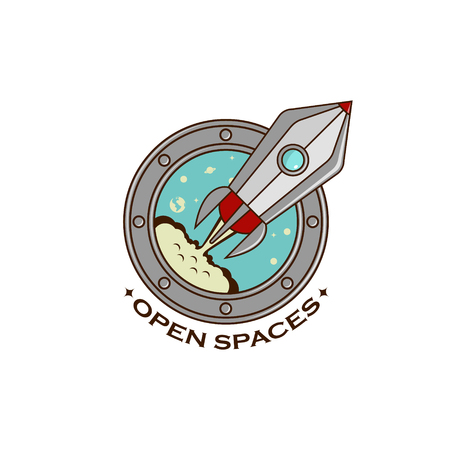 Start the spacecraft, shuttle, rocket. Logo space. Vector infographicsのイラスト素材