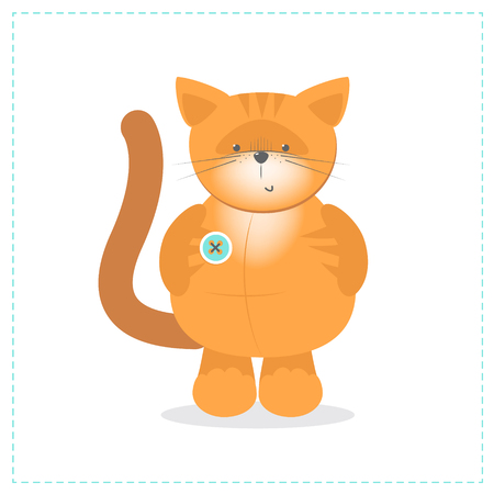 Cute ginger kitten plush toy. Vector cartoonのイラスト素材