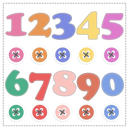 The numbers from 1 to 9, plush mathematics. Vector cartoonのイラスト素材
