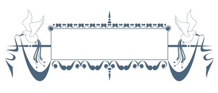 Pattern, classic pattern frame. A decorative element with birds and ribbons. vectorのイラスト素材