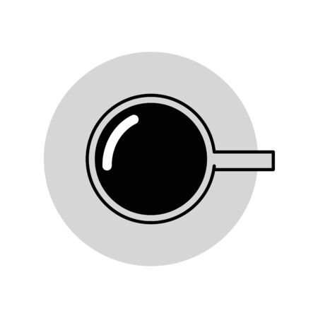 Cup with coffee, top view. Logo, sign, vector, linearのイラスト素材