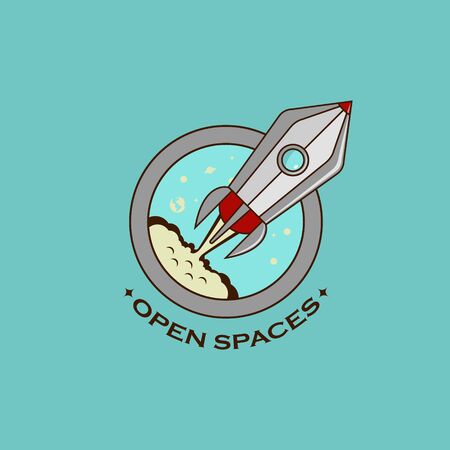 The rocket logo takes off, in the open space, vector graphicsのイラスト素材