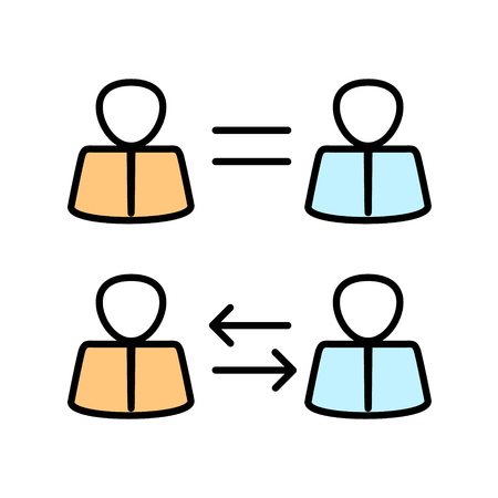 Business concept, staff interchangeability. Equal opportunities. Vector flat linear icon.のイラスト素材