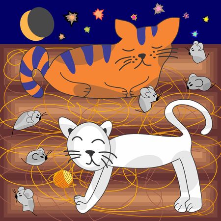 sleeping catsのイラスト素材