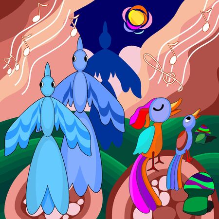 singing birdsのイラスト素材