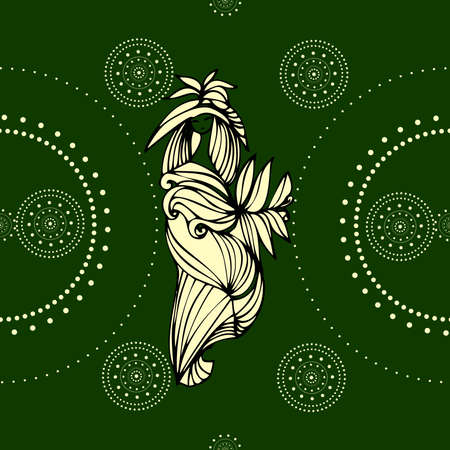 Abstract female figure and leaves with seamless ornament.のイラスト素材
