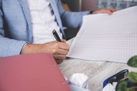 man hand document and signature in the officeの写真素材