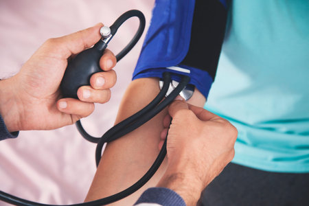 doctor hand Pressure Equipment in ill hand