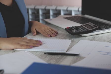 woman working in computer in the officeの写真素材
