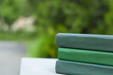 green books in the green trees parkの写真素材
