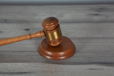 wooden judge on the wooden table background