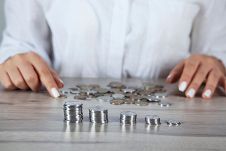 woman hand money with wallet on the desk