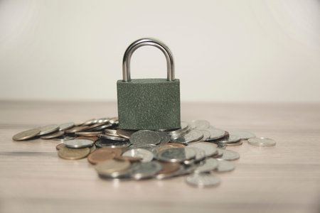 with coins on lock and key