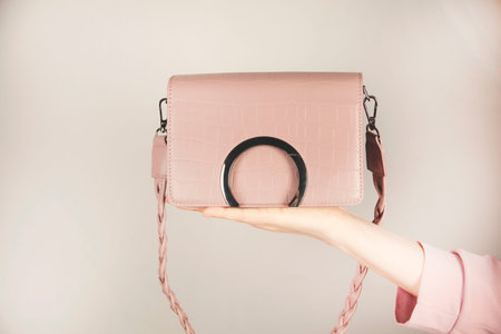 woman hand bag on gray background
