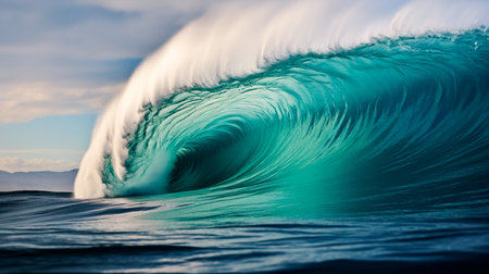 a large wave breaking in the oceanの素材