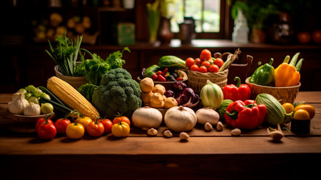 a bunch of vegetables on a tableの素材