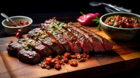 a steak with a lot of toppings on itの素材