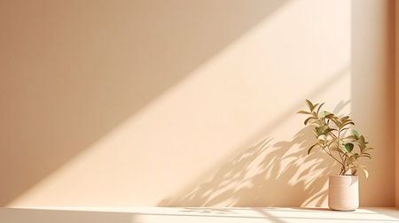 a plant in a white vase on a white tableの素材