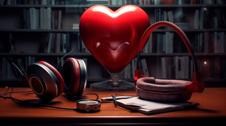 a red heart with a stethoscope attached to itの素材