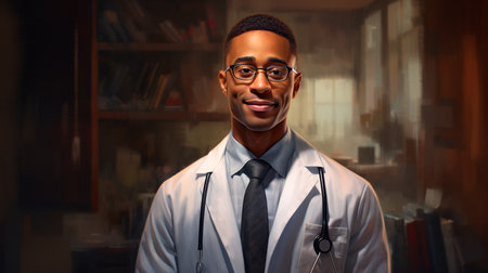 a man in a white lab coat with a stethoscopeの素材