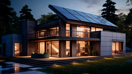 a car parked in front of a modern houseの素材