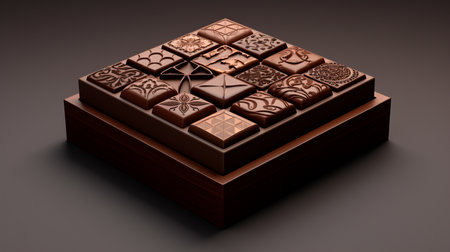 a box of chocolates with a dark backgroundの素材