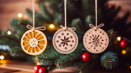 christmas decorations on white wooden background. christmas and winter holidays concept, top view, flat lay, copy spaceの素材