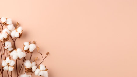 white flowers on a pastel pink background.の素材