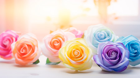 many beautiful colored rosesの素材