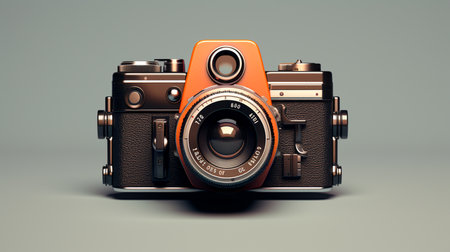 3 d rendering of a vintage camera on a white backgroundの素材