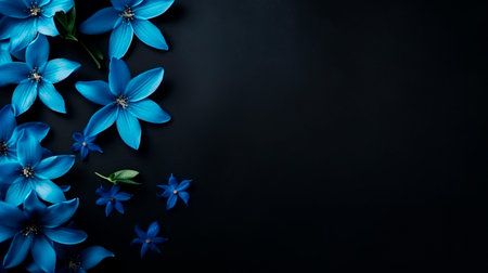 a blue flower border with copy space for your textの素材
