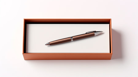 a pen in a red box on a white surfaceの素材