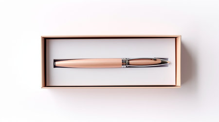 a pen in a red box on a white surfaceの素材