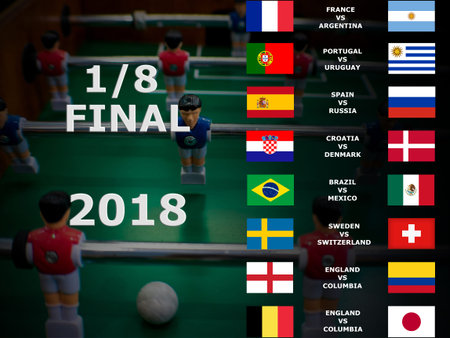 Russia 2018, football match. Final. One Eighth Of Cup. Belgium, Japan, Brazil, Mexico, Croatia,...