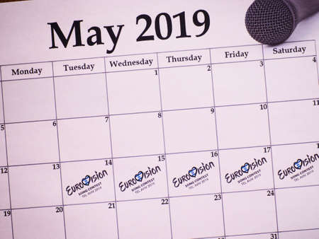 KYIV, UKRAINE - February 2019: Eurovision Song Contest Schedule May 2019のeditorial素材