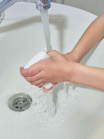 Wash hands with soap. Coronavirus protectionの写真素材