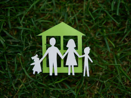 concept of eco friendly and save the earth with happy family. paの写真素材