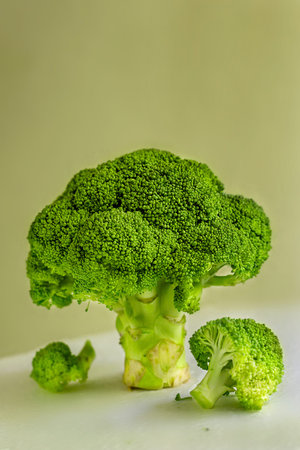 Broccoli cabbage in the form of a green tree with parts
