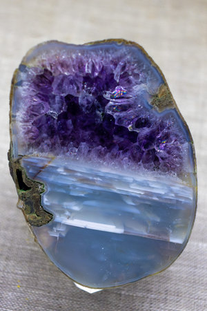 Purple-blue agate (onyx) resembling fantastic landscape