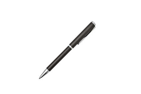 Ball point pen isolated on white background, metal pen gray color.の写真素材