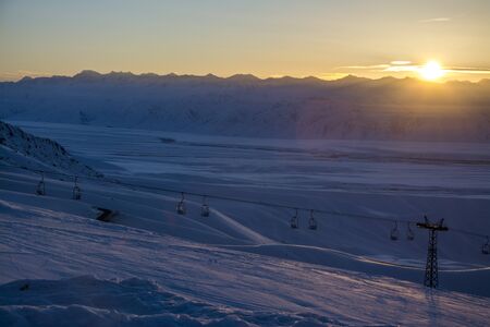Dawn in the mountains of Kyrgyzstanの写真素材