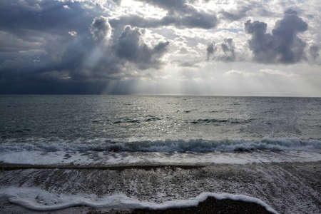 Mediterranean sea at dawnの写真素材