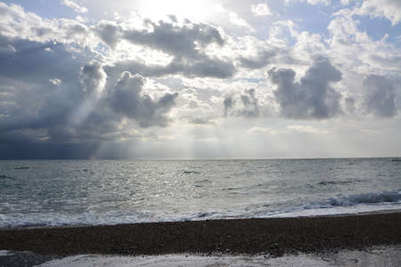 Mediterranean sea at dawnの写真素材
