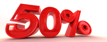 A 3D illustration of 50%