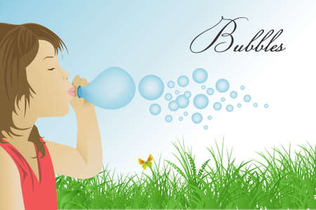 Girl with bubblesのイラスト素材