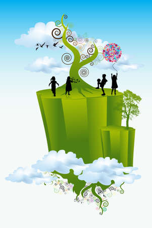 Kids playingのイラスト素材