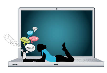 Girl with laptopのイラスト素材