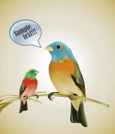 Birds sitting on a branch のイラスト素材