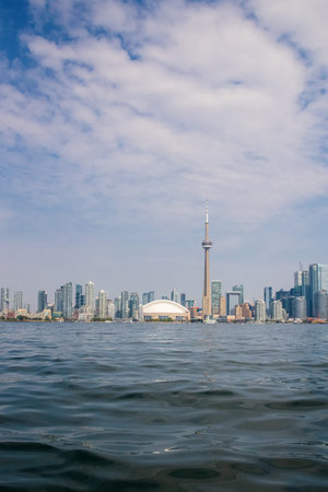 Toronto cityscape with CN Tower, Ontario, Canada. View from Toronto Island.