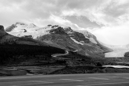 Columbia Icefield Area and the Athabasca Glacier. Jasper National Park, Canada.の写真素材